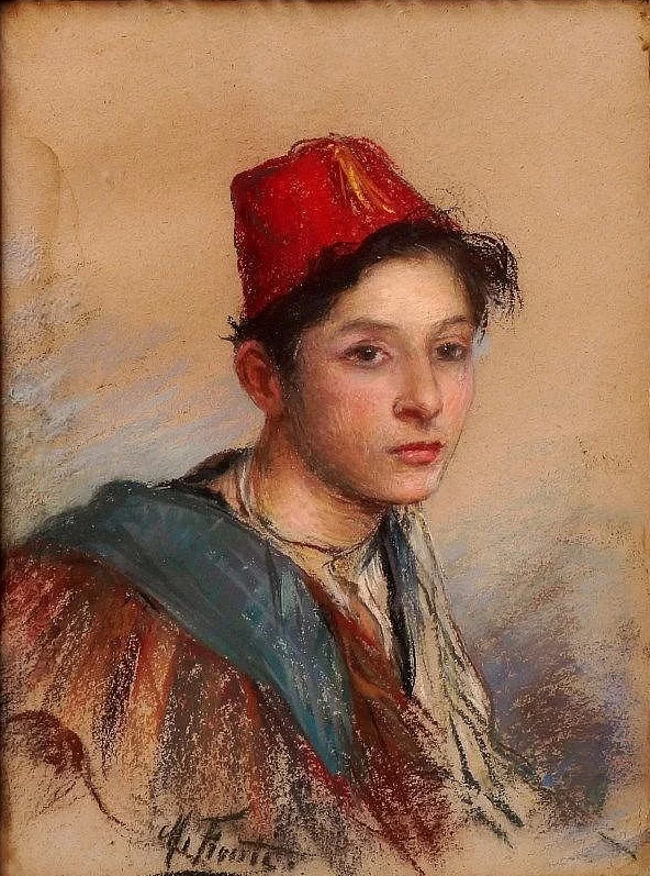 Ragazzo giovane con fez - attribuito